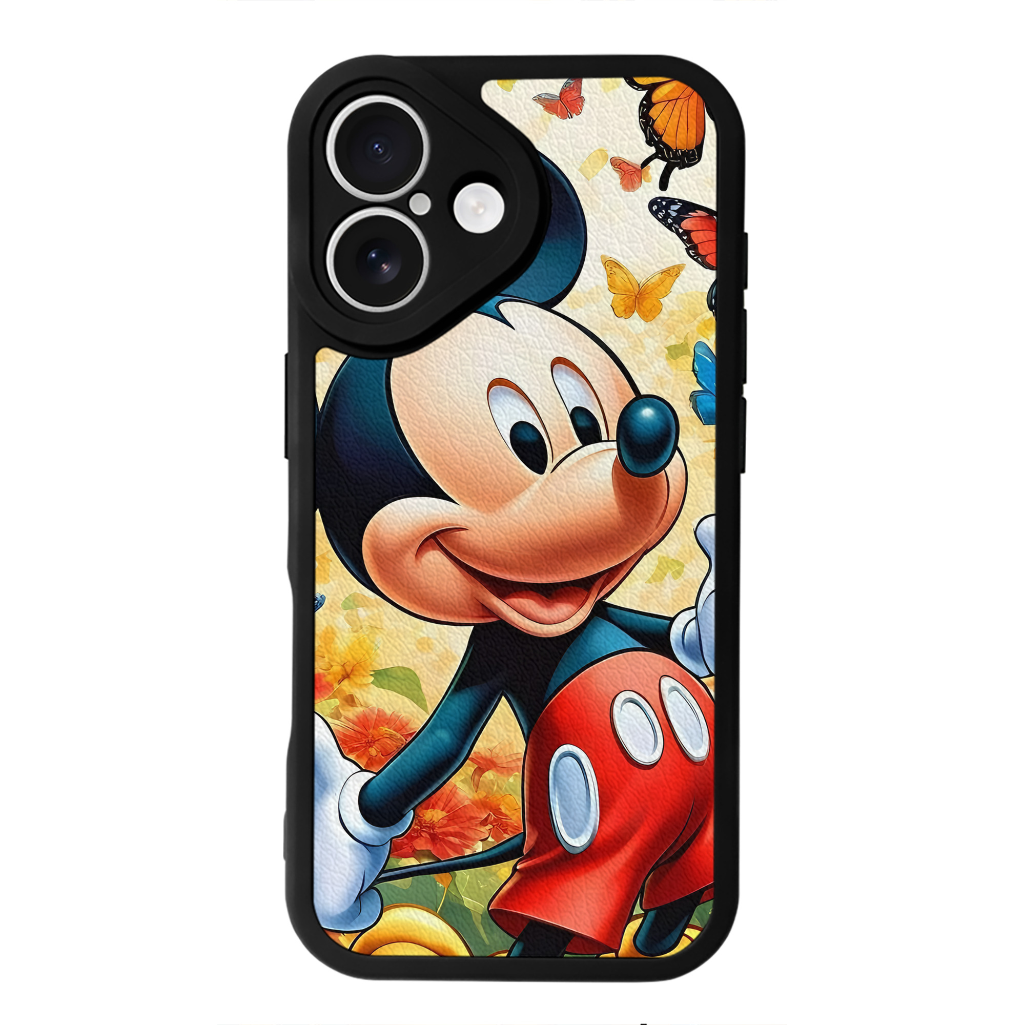 （画像用） ミッキーマウス Mickey Mouse 【iPhone 16シリーズ対応】シリコンスマホケース（レザー調） 材質：シリコン